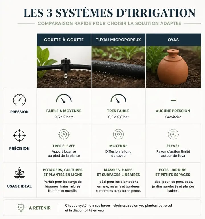 Comparatif des systèmes d'irrigation goutte-à-goutte pour le jardin
