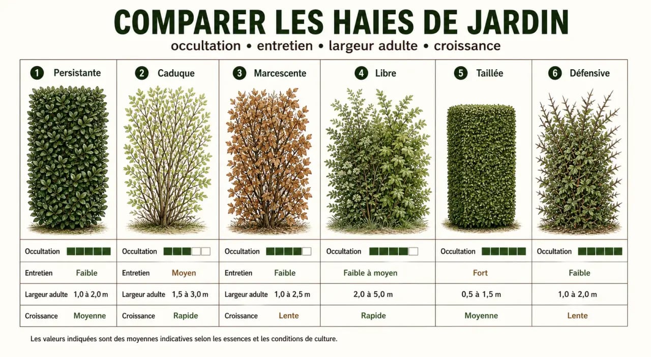 Comparatif des types de haie de jardin selon l’usage et l’entretien
