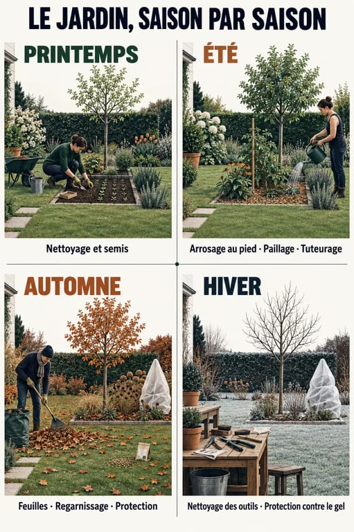 Infographie sur l’entretien du jardin au fil des saisons