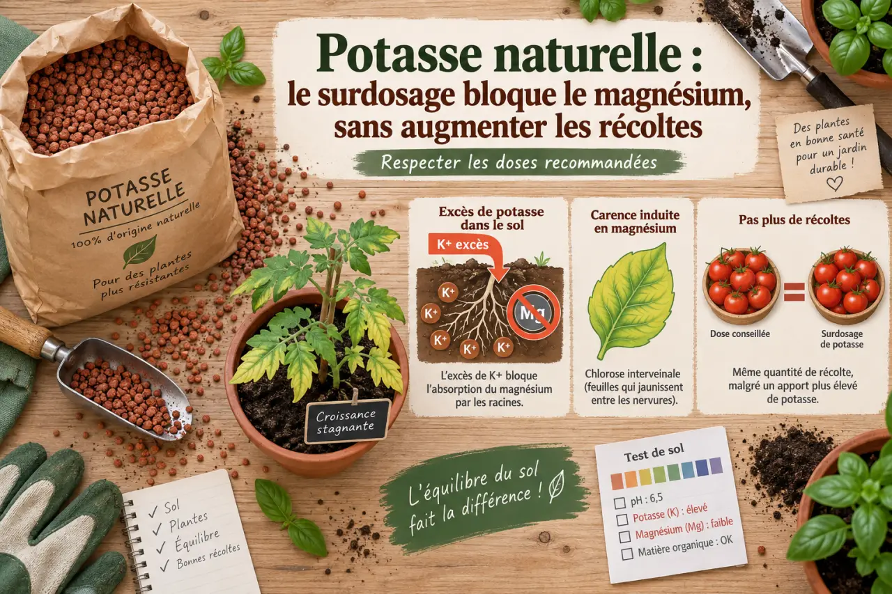 Potasse naturelle : pourquoi le surdosage bloque le magnésium sans augmenter les récoltes