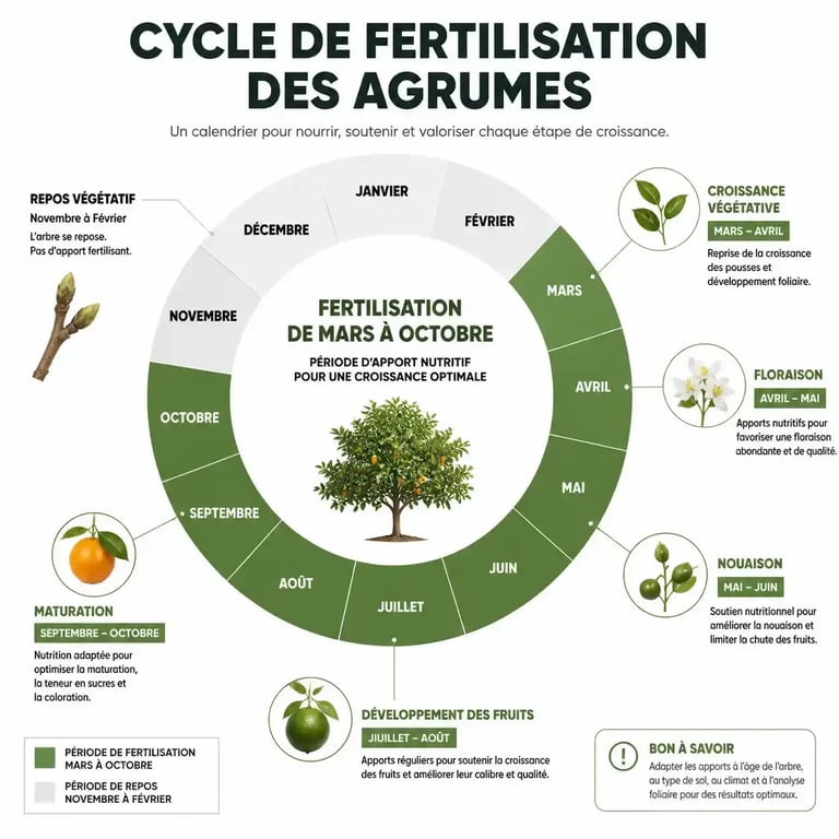 Calendrier de fertilisation des agrumes : quand appliquer l'engrais agrumes pour une récolte optimale