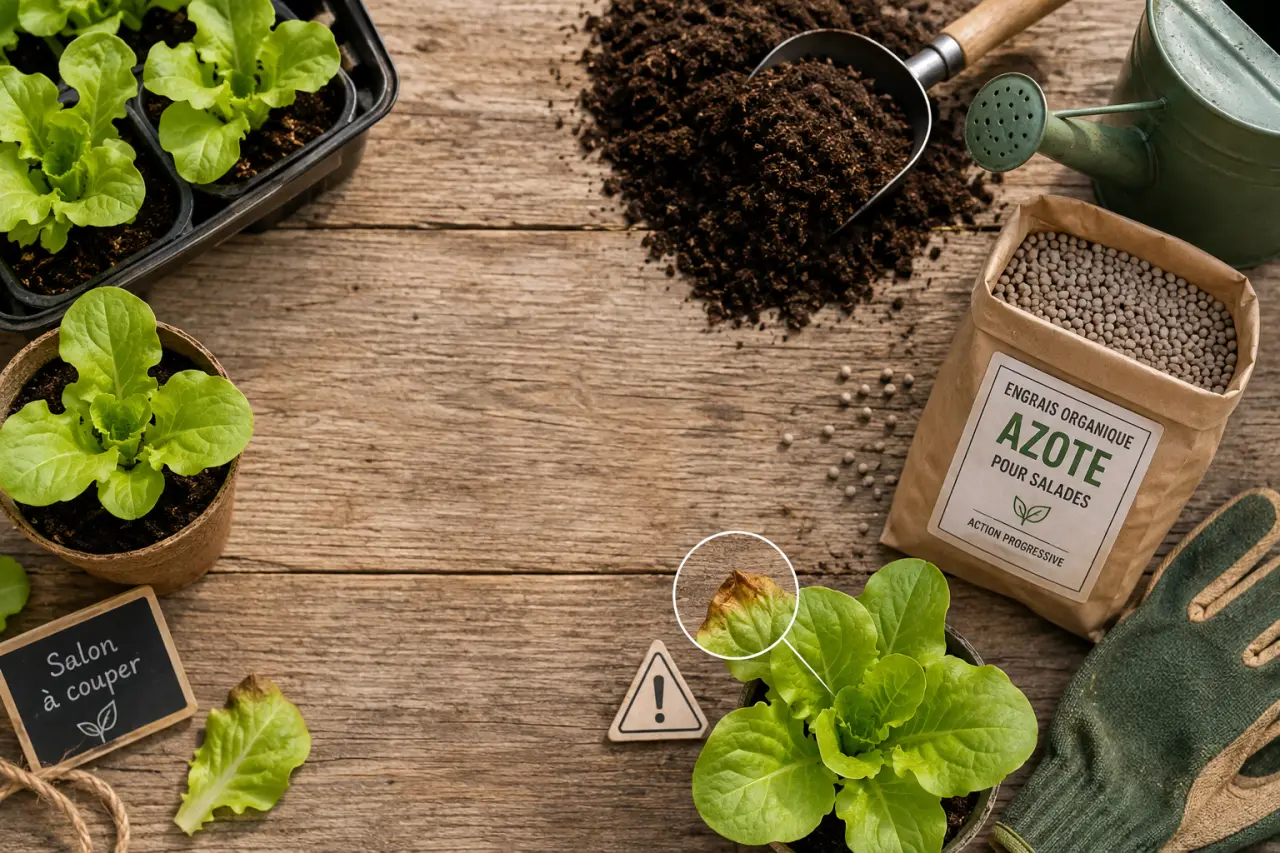 Engrais pour salade : l’azote utile, le compost sûr et les brûlures à éviter