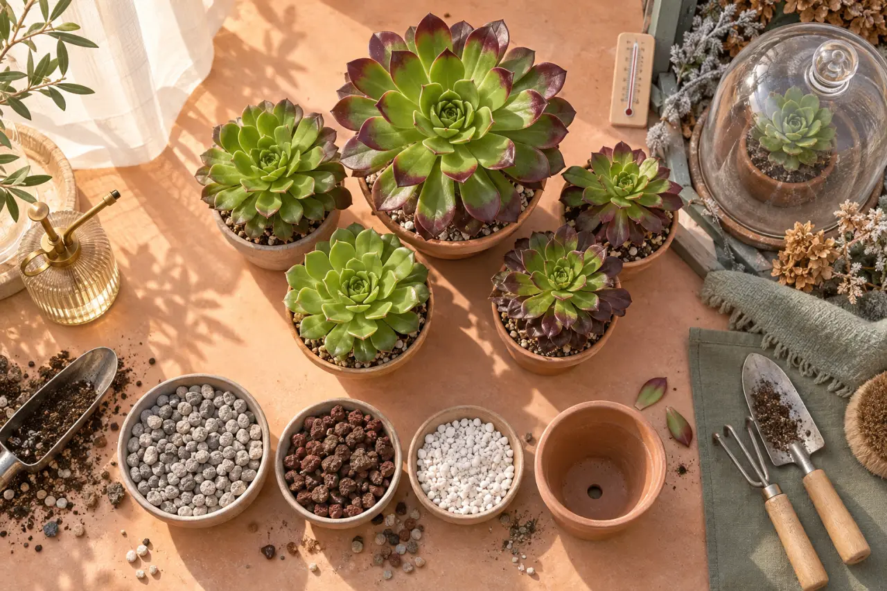Aeonium : lumière, drainage et hivernage pour garder des rosettes saines