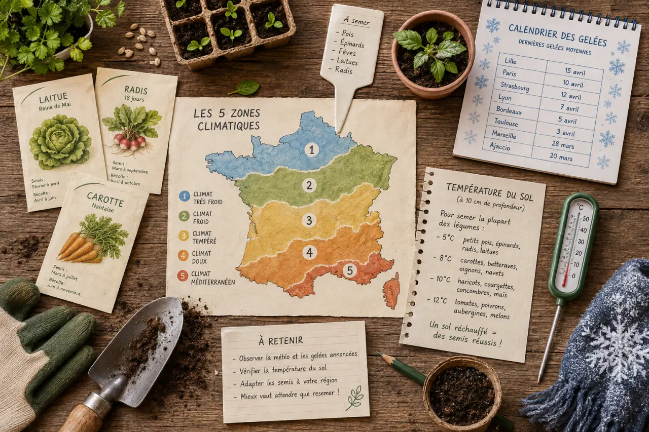 Semer trop tôt au potager ? Les 5 zones climatiques, le sol et les dernières gelées