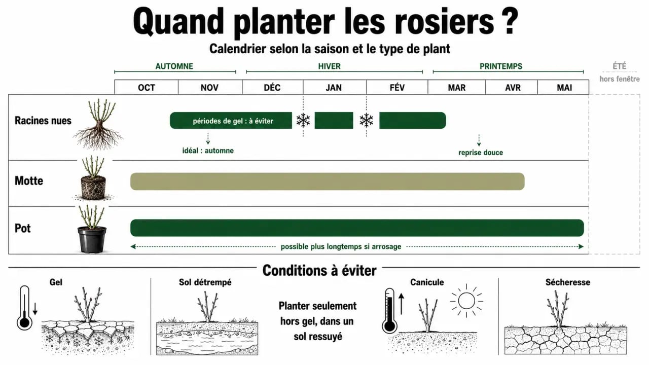 Quand planter rosiers : calendrier de plantation selon la saison et le type de rosier