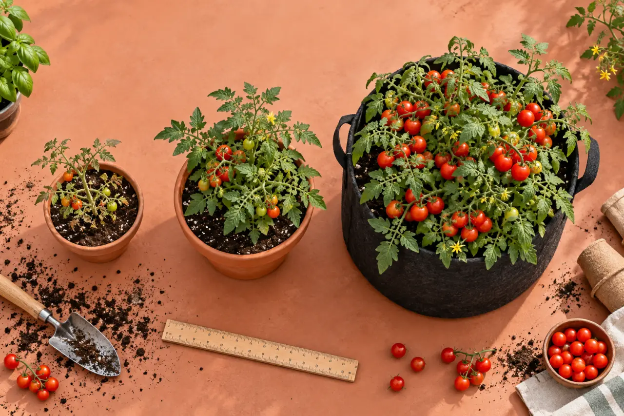 Tomates cerises en pot : le bon volume pour éviter une récolte affamée