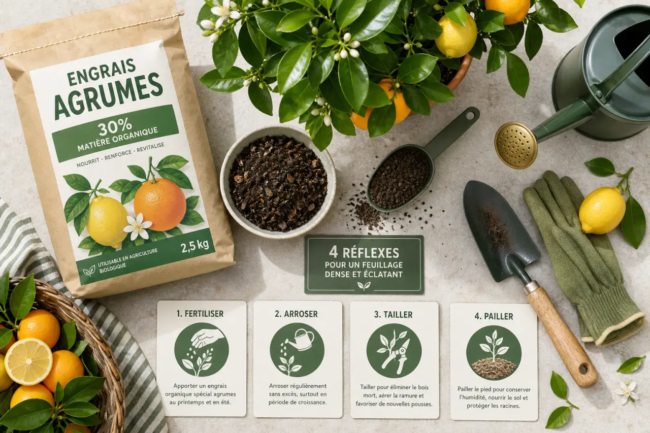 Engrais agrumes : 30% de matière organique et 4 réflexes pour un feuillage dense