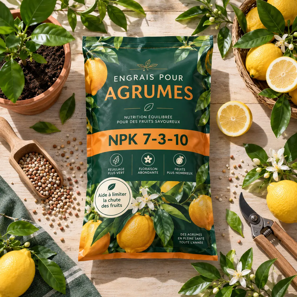 Engrais pour agrumes : la formule NPK 7-3-10 qui évite la chute des fruits