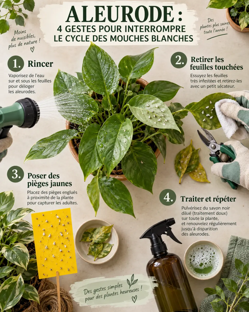Aleurode traitement : 4 gestes pour interrompre le cycle des mouches blanches